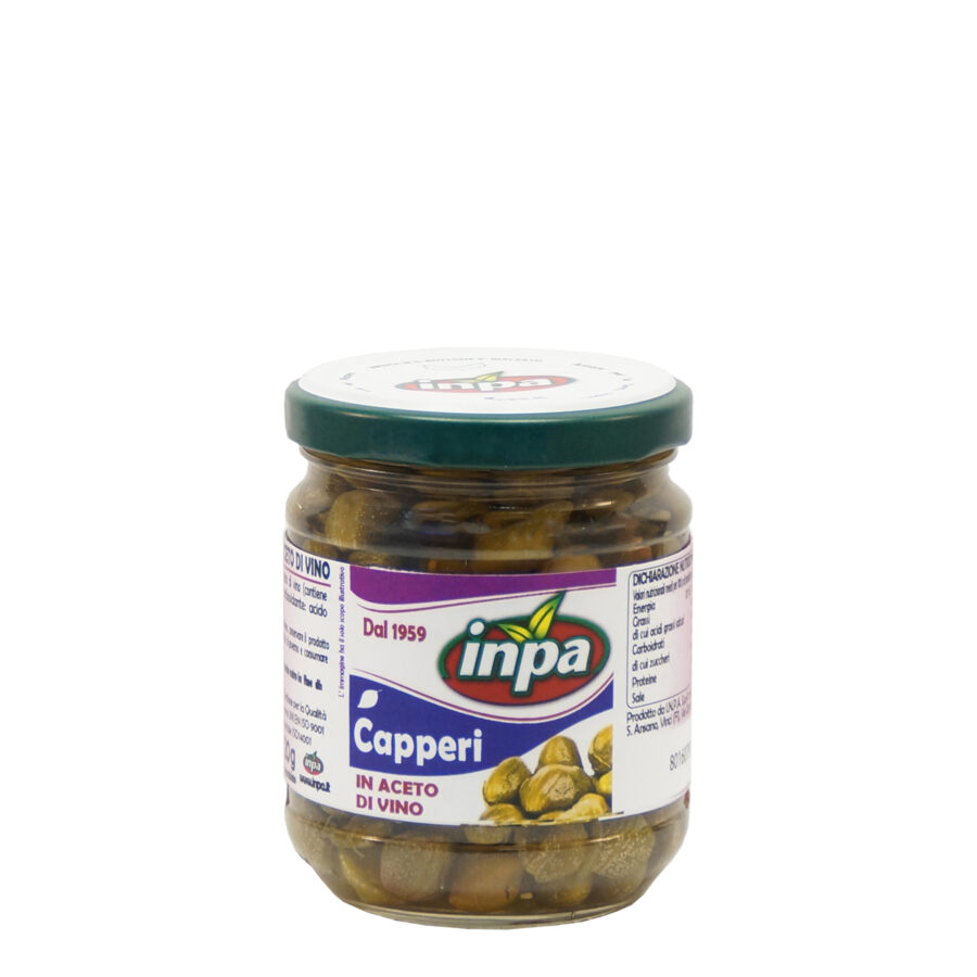 Capers Puntina in vinegar - 300/150gr - Inpa - Italian