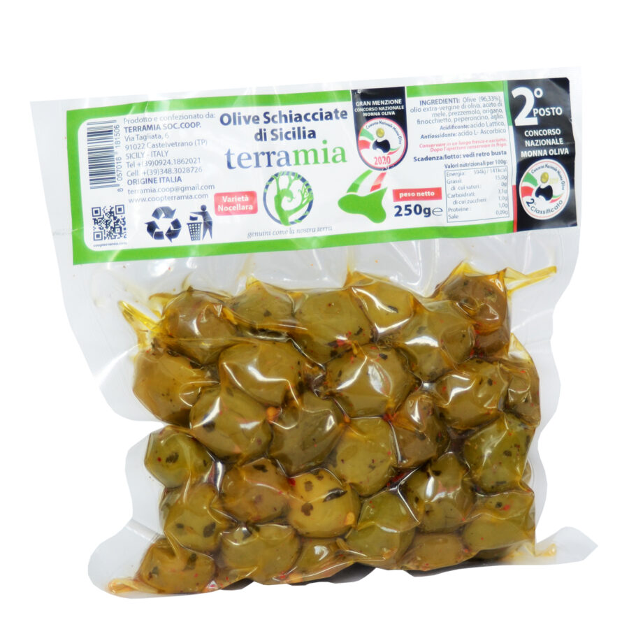 Green sicilian olives with spices - Terramia - Italian