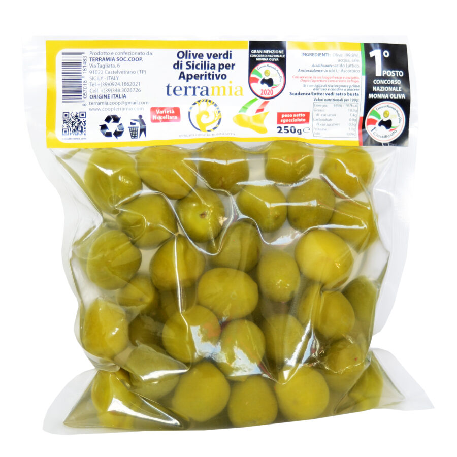 Sicilian green olives in brine - Terramia - Italian